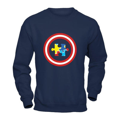 Captain Autism Awareness-T-Shirt & Hoodie-Crewneck Sweatshirt-Navy