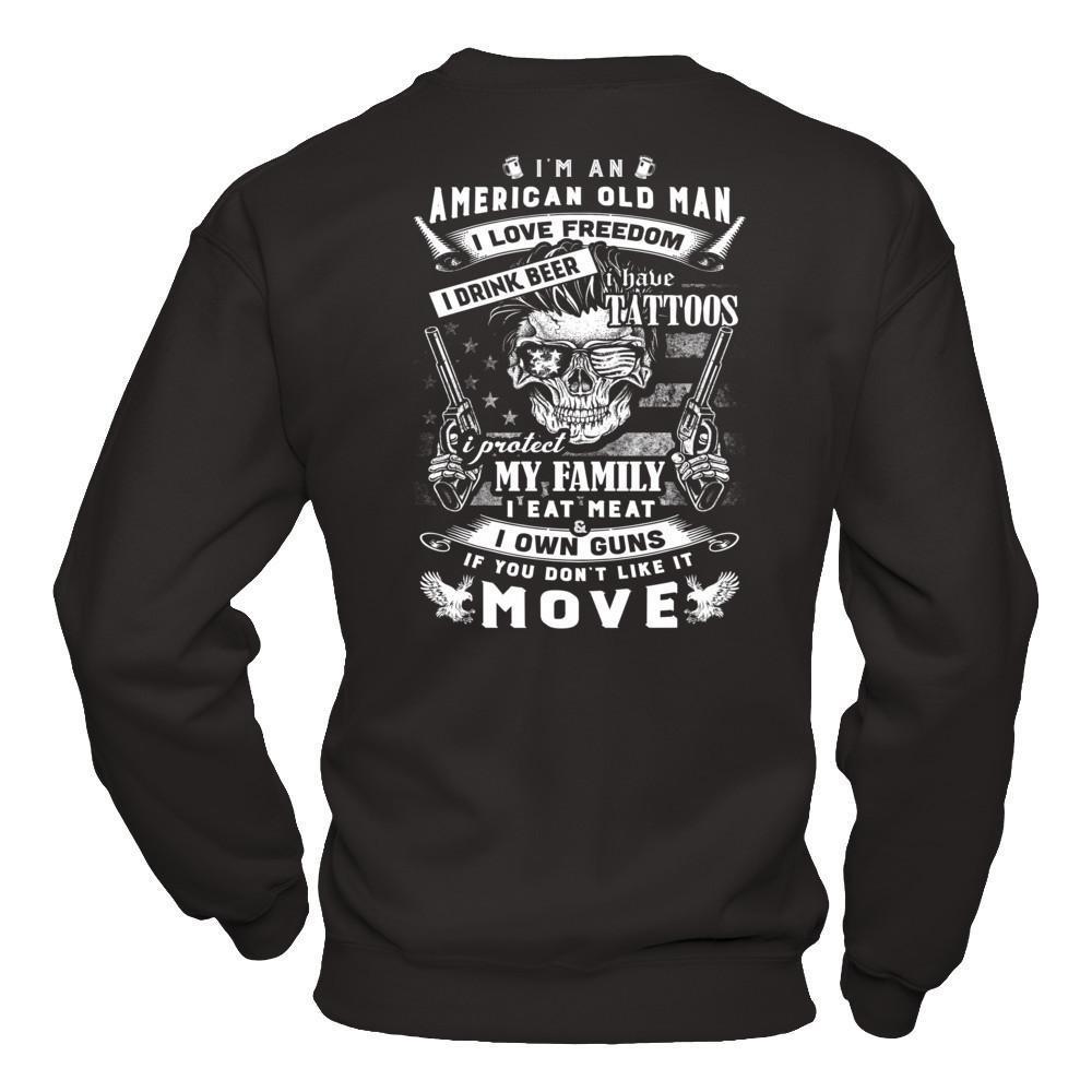I'm An American Old Man-T-Shirt & Hoodie-Crewneck Sweatshirt-Black