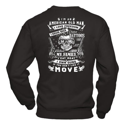 I'm An American Old Man-T-Shirt & Hoodie-Crewneck Sweatshirt-Black