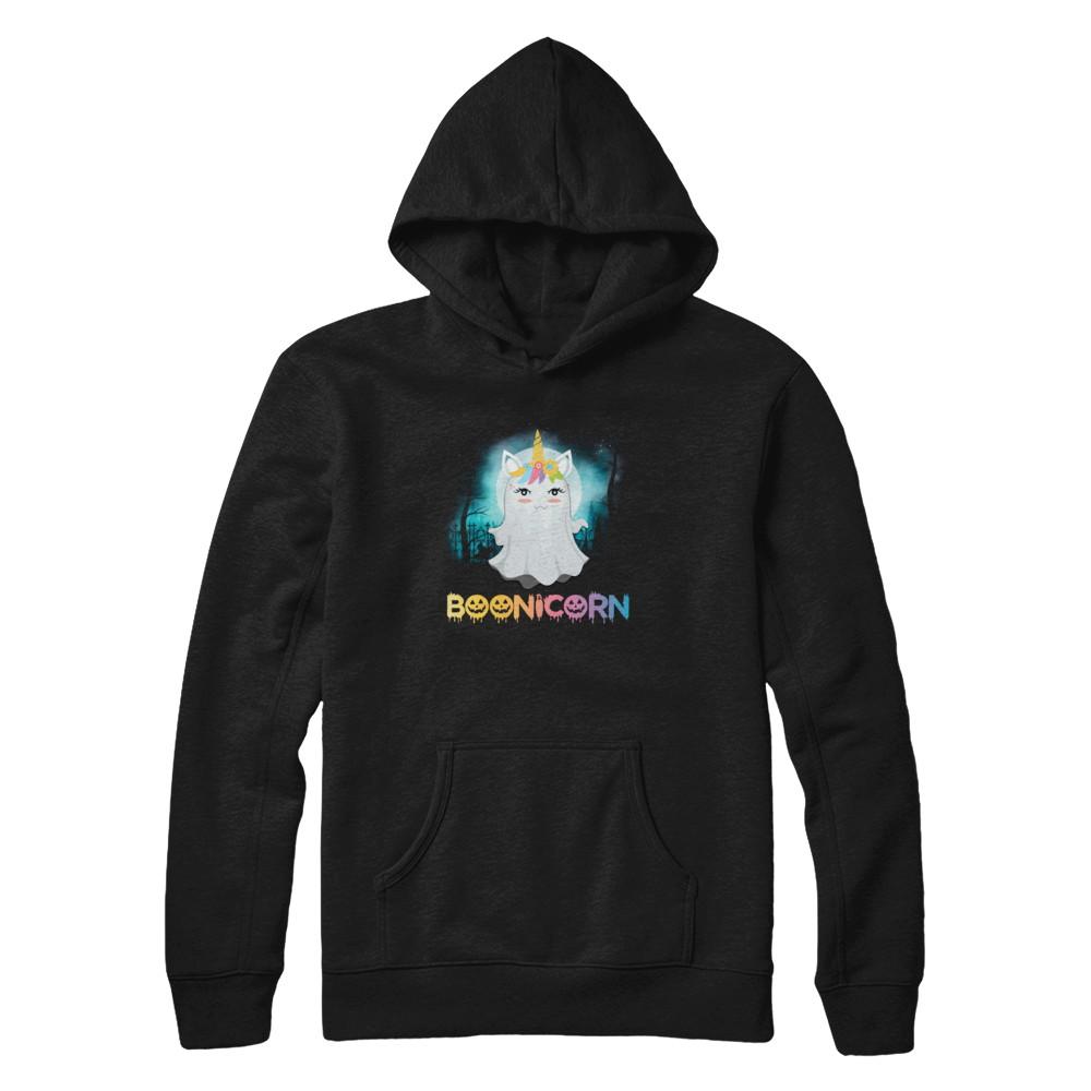 Boonicorn Ghost Unicorn Halloween Girls-T-Shirt & Tank Top-Pullover Hoodie-Black