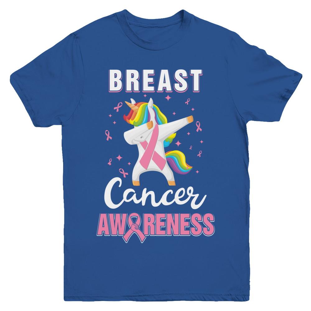 Inspirational Breast Cancer Awareness Unicorn Support Youth-Youth Shirt-Youth T-Shirt-Royal