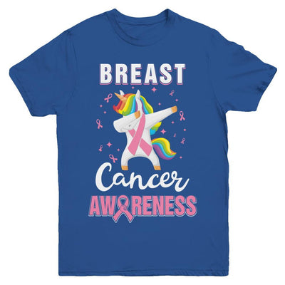 Inspirational Breast Cancer Awareness Unicorn Support Youth-Youth Shirt-Youth T-Shirt-Royal