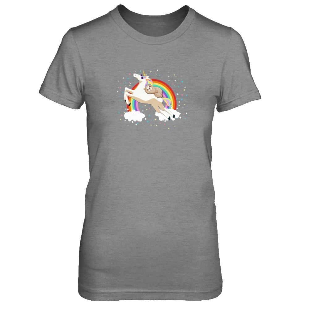Funny Sloth Riding Unicorn Lover-T-Shirt & Tank Top-Women's T-Shirt-Sport Grey