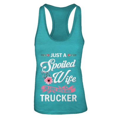 Just A Spoiled Wife In Love With Her Trucker Wife Gift-T-Shirt & Tank Top-Women's Ideal Racerback Tank-Tahiti Blue