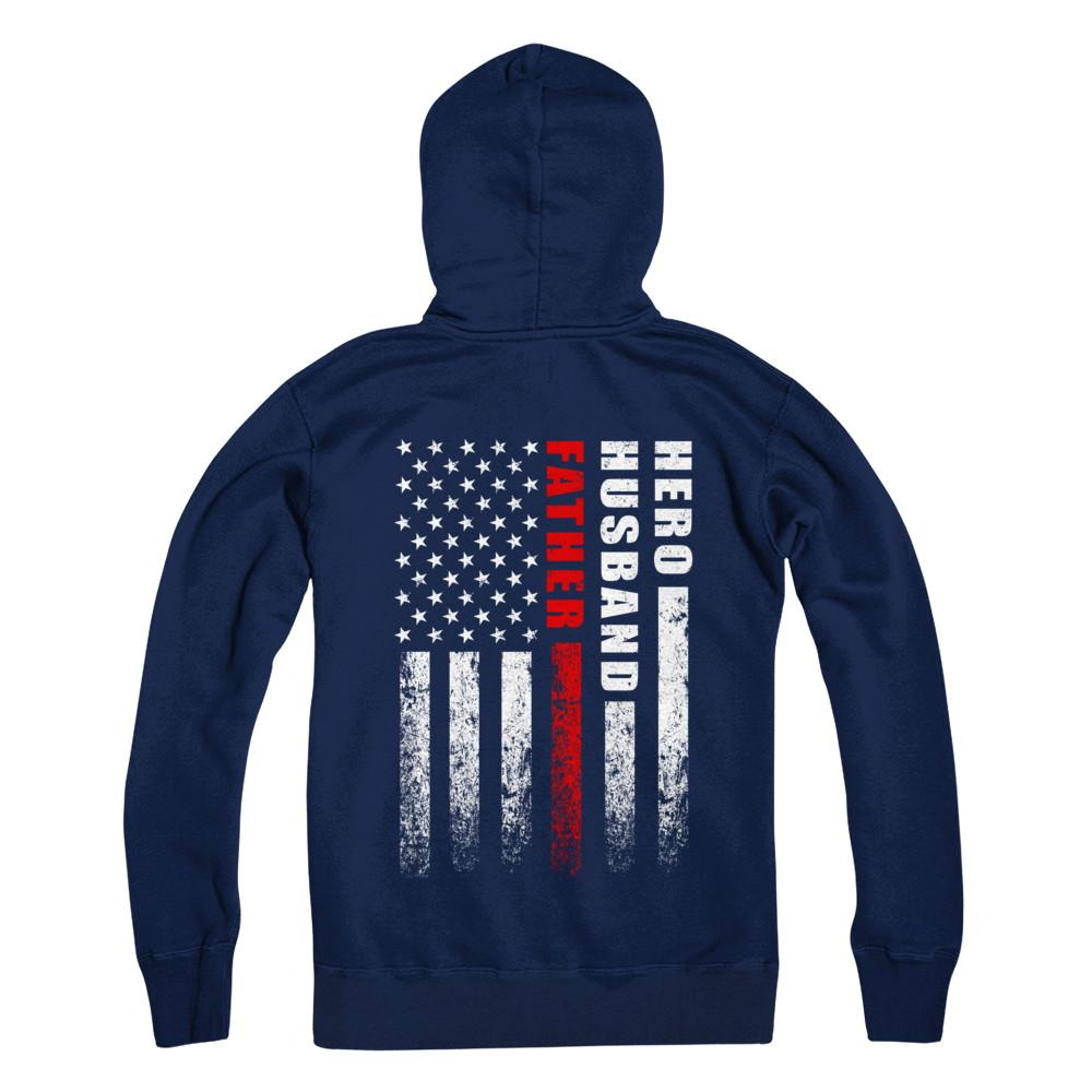 Fireman Firefighter Husband Dad Hero Fathers Day Gift-T-Shirt & Hoodie-Pullover Hoodie-Navy
