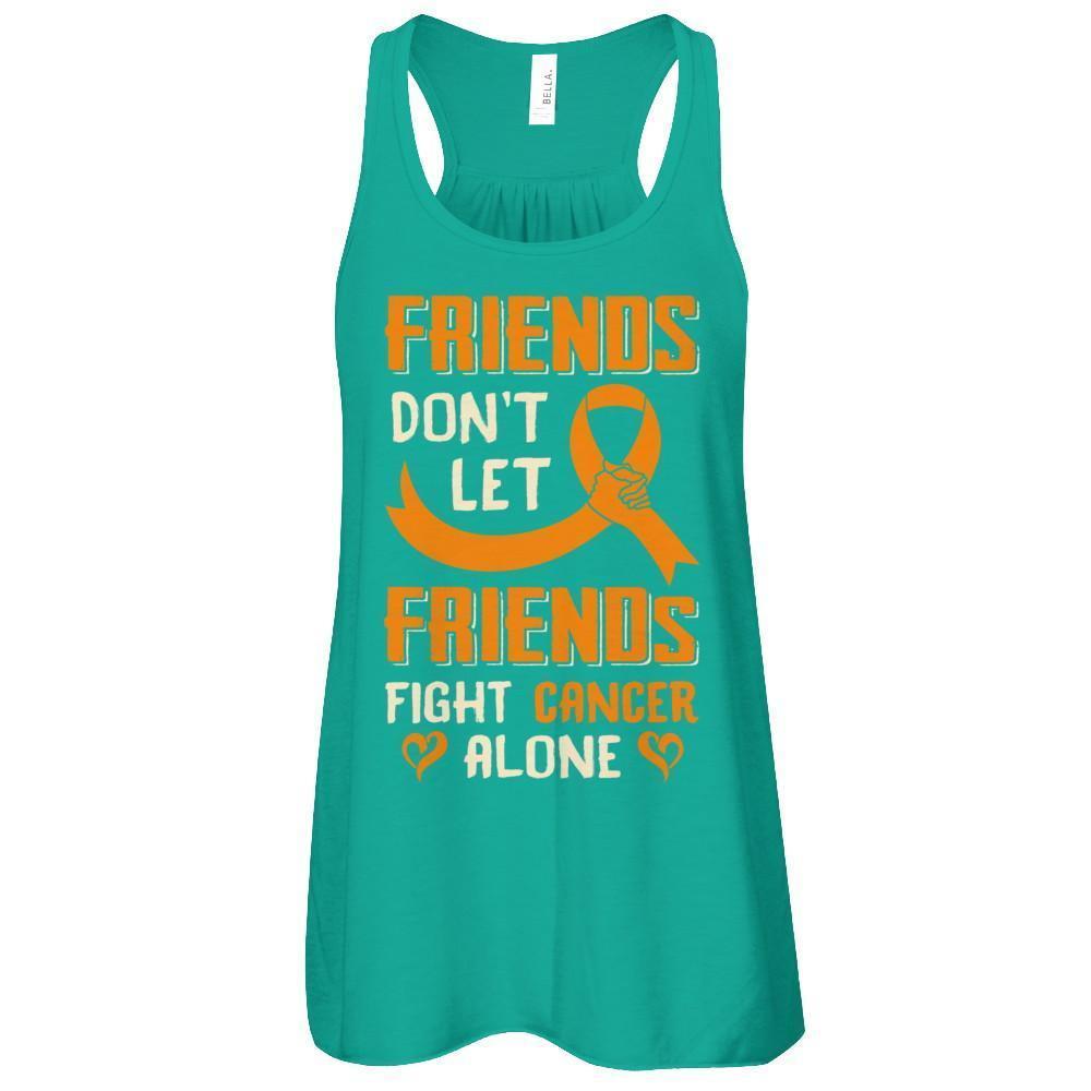 Friends Don't Let Friends Fight Cancer Alone Orange Awareness-T-Shirt & Tank Top-Women's Flowy Racerback Tank-Kelly