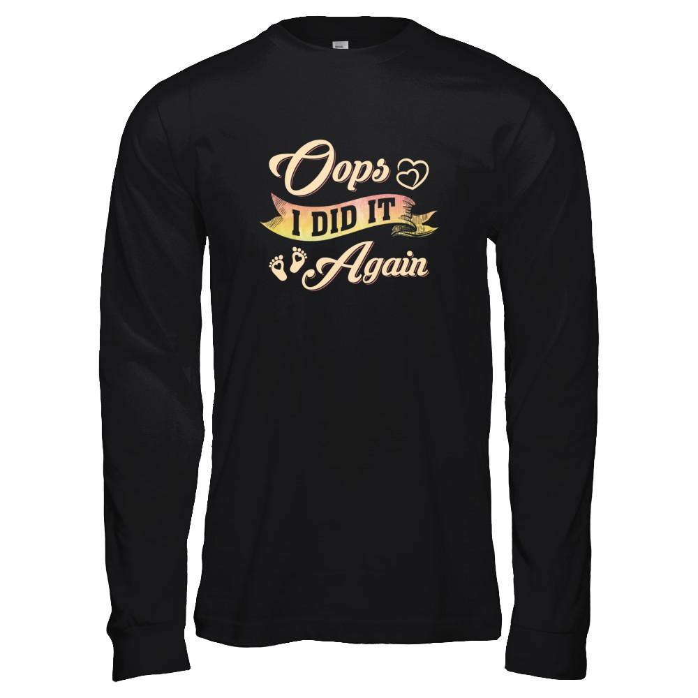 Oops I Did It Again Baby Feet Heart Pregnancy Bump-T-Shirt & Tank Top-Long Sleeve T-Shirt-Black
