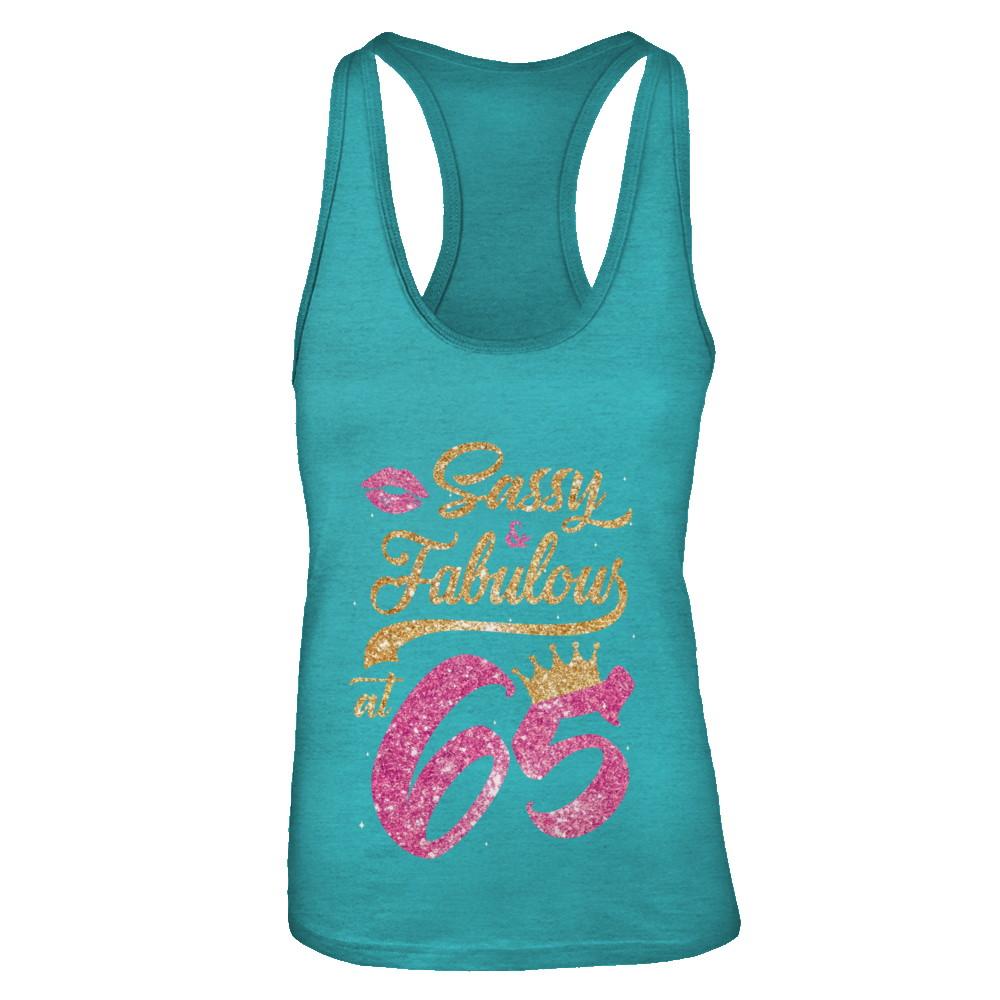 Sassy And Fabulous At 65th 1956 Birthday Gift-T-Shirt & Tank Top-Women's Ideal Racerback Tank-Tahiti Blue