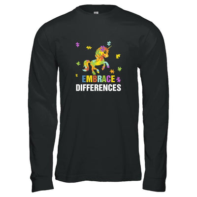 Autism Awareness Puzzle Piece Unicorn Embrace Differences-T-Shirt & Tank Top-