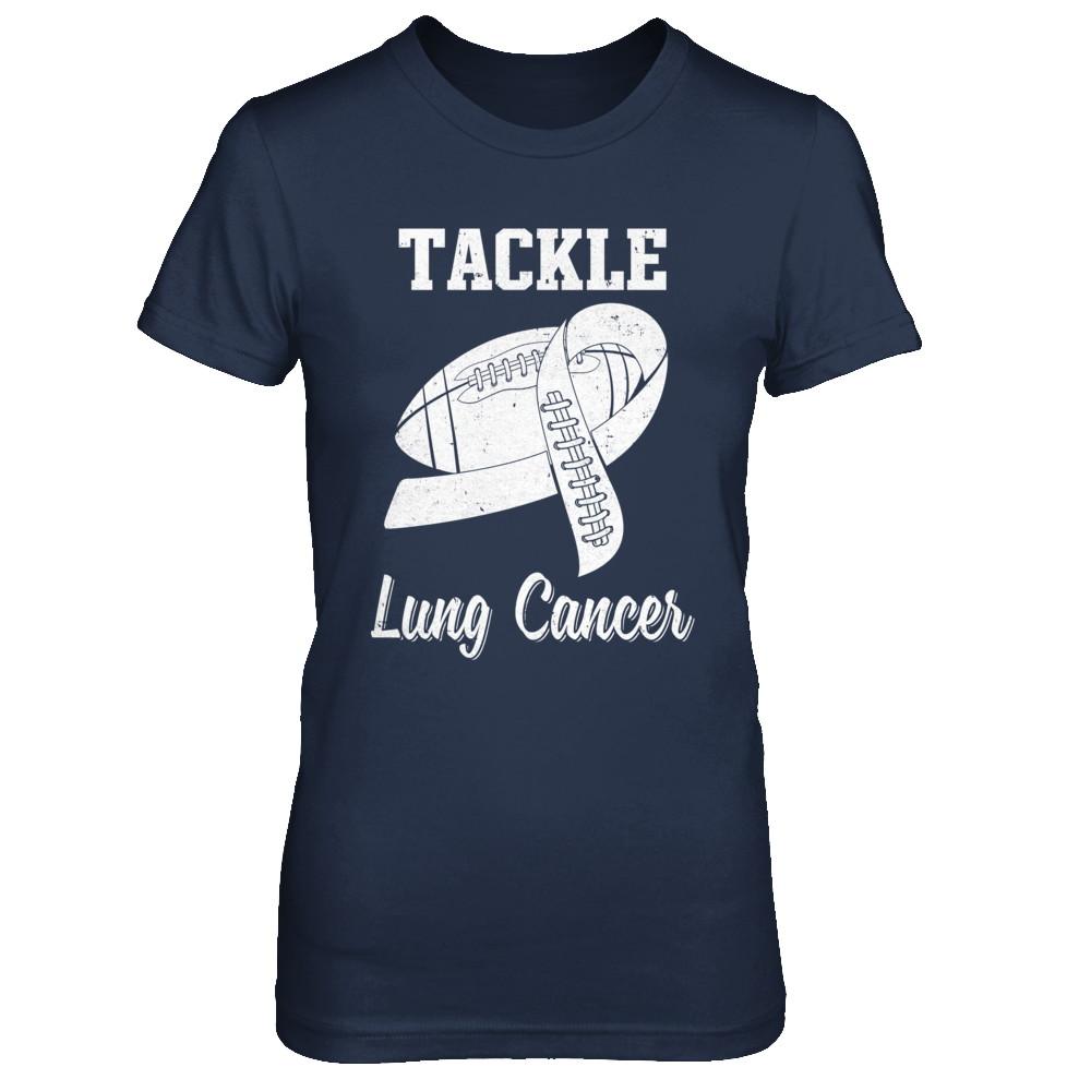 Football Survivor Tackle Clear Lung Cancer Awareness-T-Shirt & Hoodie-Women's T-Shirt-Navy