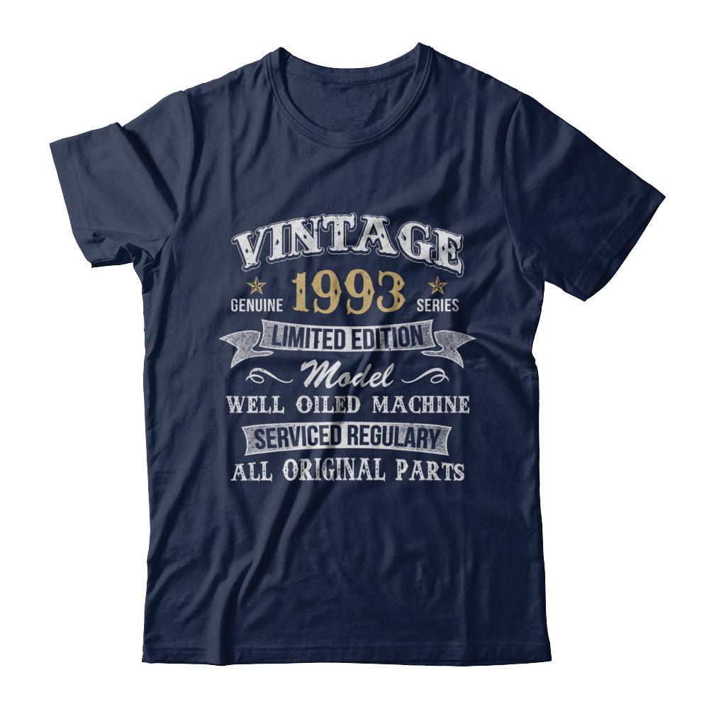 Vintage 28th Birthday Funny 1993 All Original Parts-T-Shirt & Hoodie-Classic T-Shirt-Navy