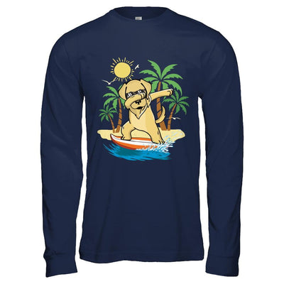 Summer Vacation Dabbing Golden Retriever Surfing Surfboard Gift-T-Shirt & Hoodie-Long Sleeve T-Shirt-Navy