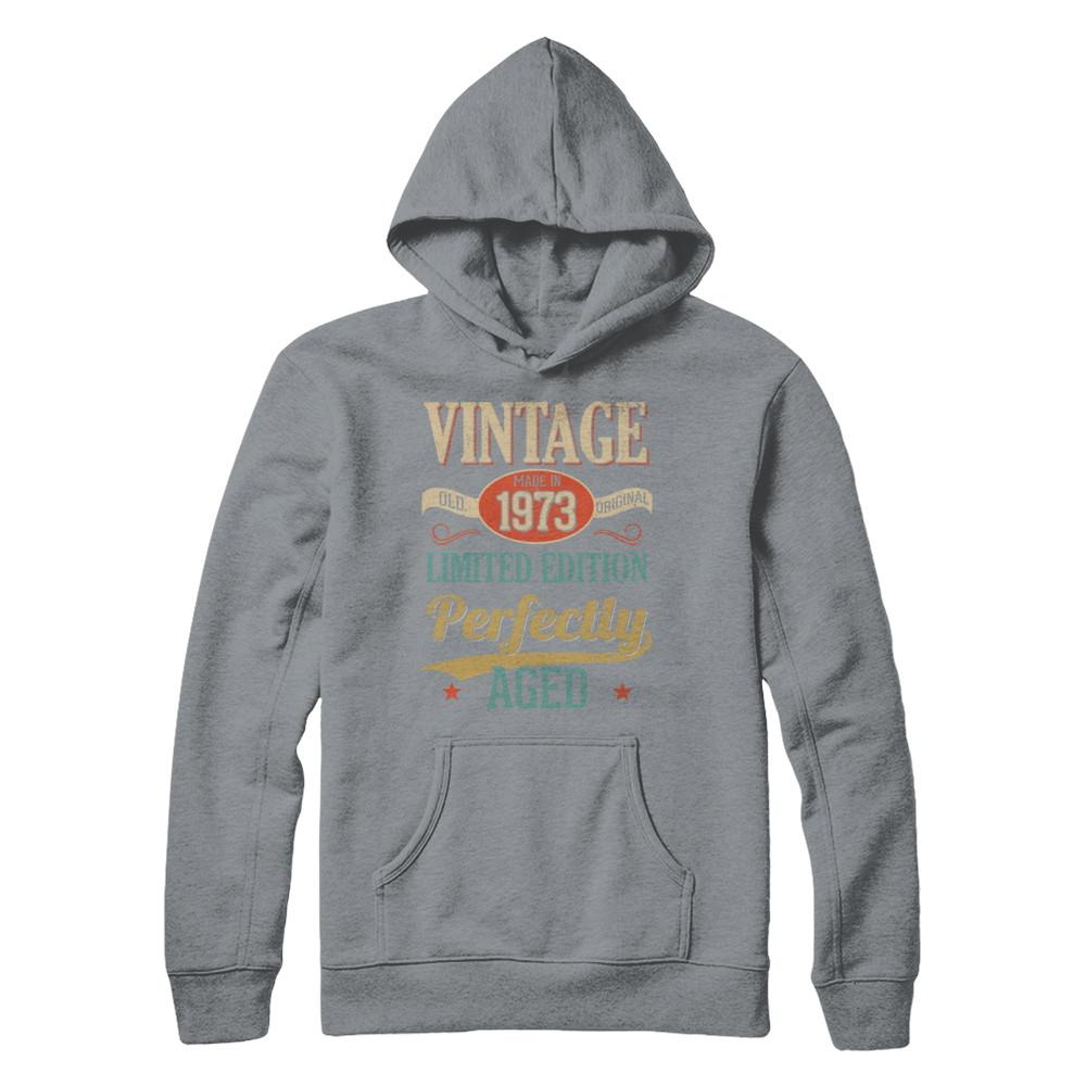 Vintage Premium Made In 1973 48th Birthday Gift-T-Shirt & Hoodie-Hanes - Heavyweight Pullover Hoodie-Light Steel