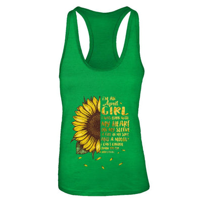 I Am An April Girl Birthday Gifts Sunflower-T-Shirt & Tank Top-Women's Ideal Racerback Tank-Kelly Green