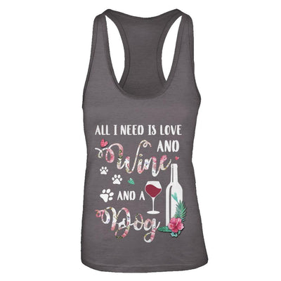 All I Need Is Love And Wine And A Dog-T-Shirt & Tank Top-Women's Ideal Racerback Tank-Dark Grey