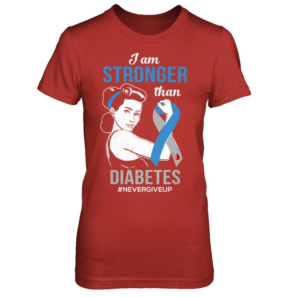 I Am Stronger Than Diabetes Awareness Support-T-Shirt & Hoodie-Women's T-Shirt-Red