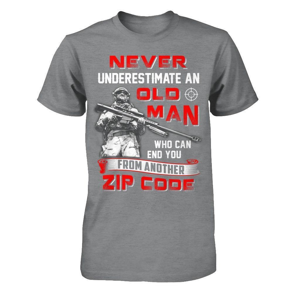 Never Underestimate An Old Man Who Can End You-T-Shirt & Hoodie-Classic T-Shirt-Sport Grey