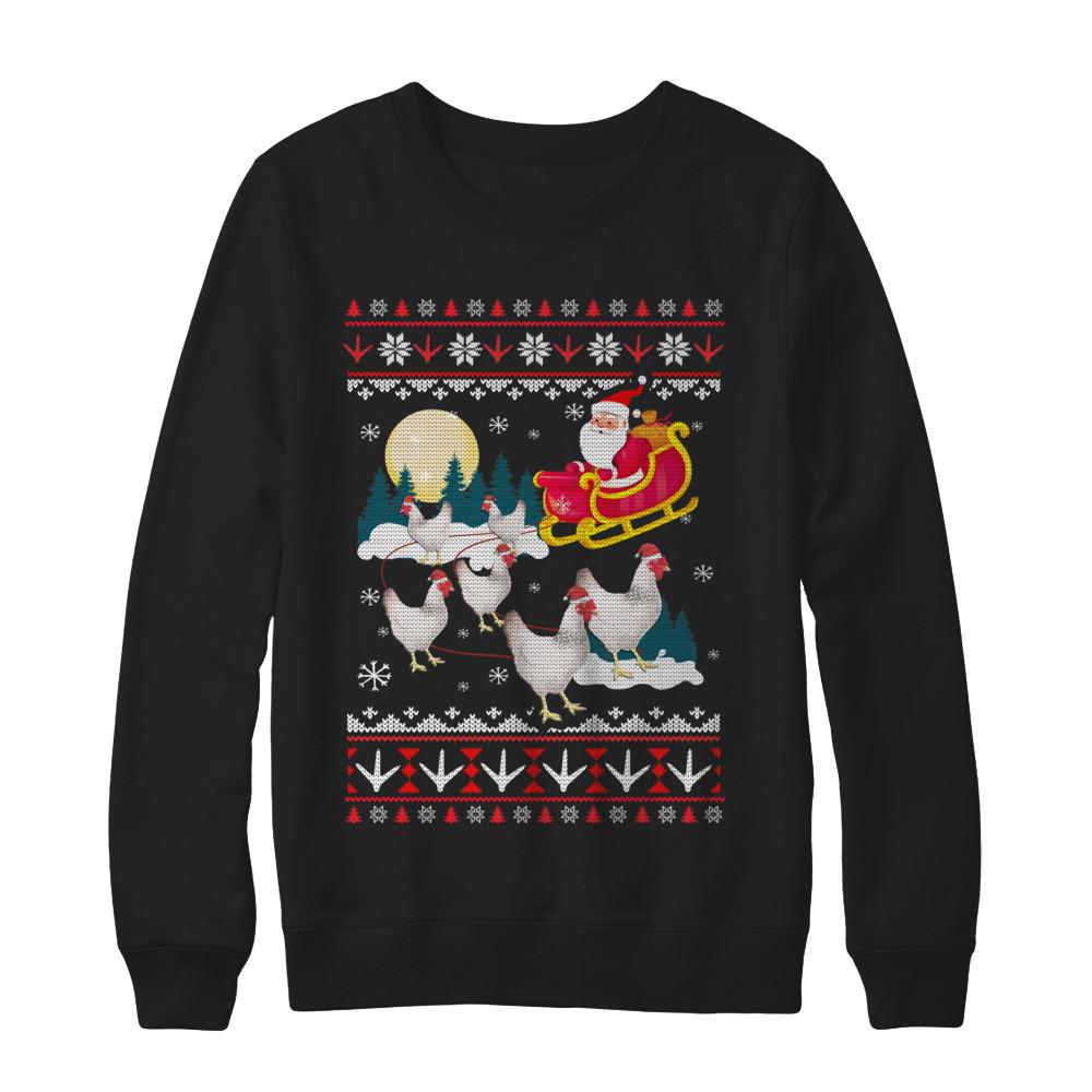 Funny Chicken Ugly Christmas Sweater Gifts-T-Shirt & Sweatshirt-Crewneck Sweatshirt-Black
