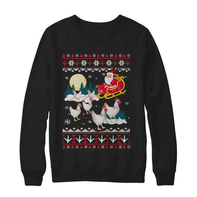 Funny Chicken Ugly Christmas Sweater Gifts-T-Shirt & Sweatshirt-Crewneck Sweatshirt-Black
