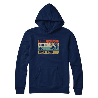 Vintage Reel Cool Pop Pop Fish Fishing Fathers Day-T-Shirt & Hoodie-Pullover Hoodie-Navy