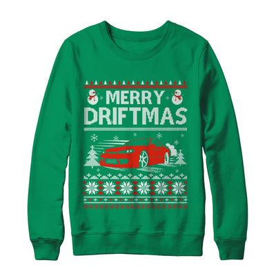 Merry Drifting Car Enthusiasts Sweater-T-Shirt & Sweatshirt-Crewneck Sweatshirt-Irish Green