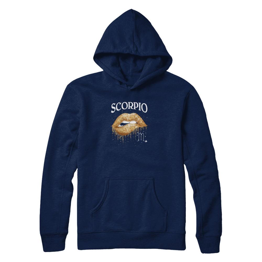 Scorpio Zodiac October November Birthday Gift Golden Lipstick-T-Shirt & Tank Top-Pullover Hoodie-Navy