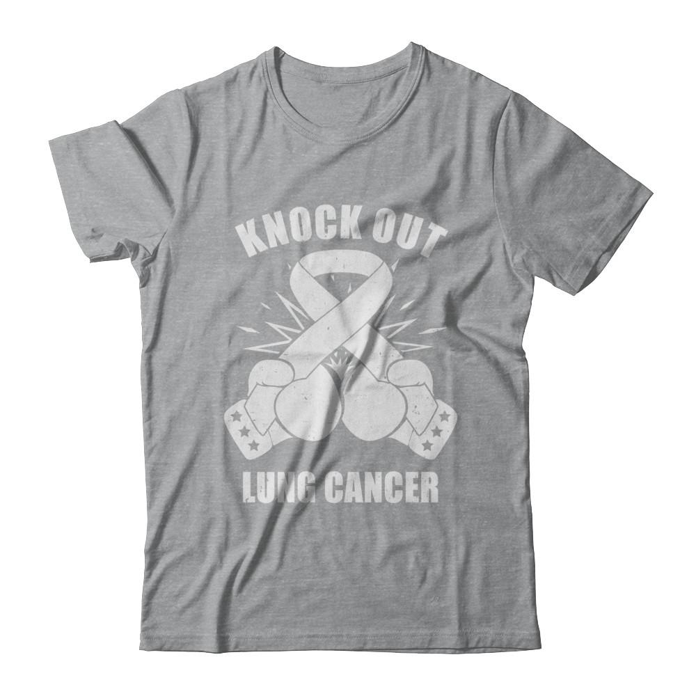 Boxing knock out Lung Cancer Awareness Support-T-Shirt & Hoodie-Classic T-Shirt-Sport Grey