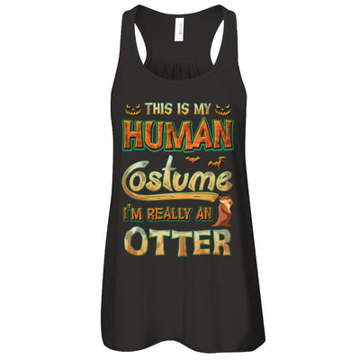 Otter Halloween My Human Costume I'm Really An Otter-T-Shirt & Tank Top-Women's Flowy Racerback Tank-Black