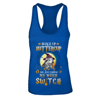 Buckle Up Buttercup Halloween Witch Husky Costume-T-Shirt & Tank Top-Women's Ideal Racerback Tank-Royal