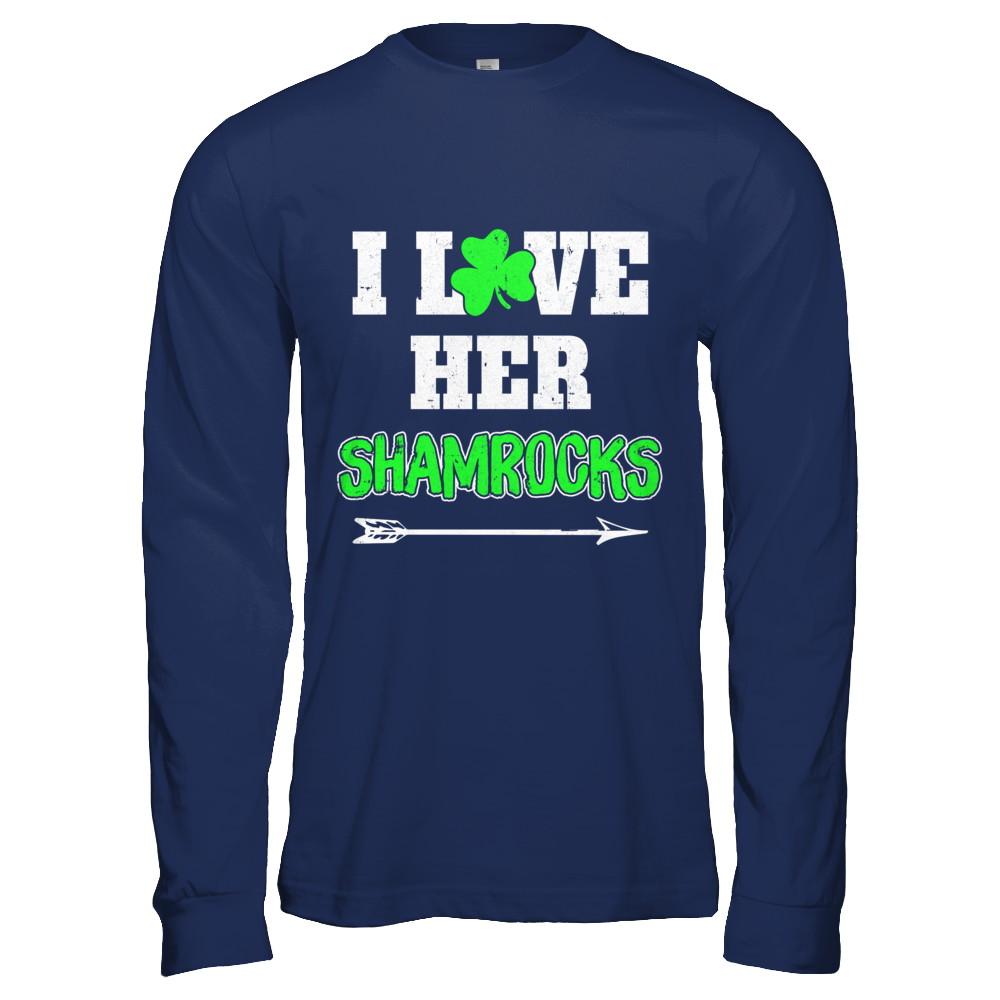 I Love Her Shamrocks Funny Couple St Patricks Day-T-Shirt & Hoodie-Long Sleeve T-Shirt-Navy
