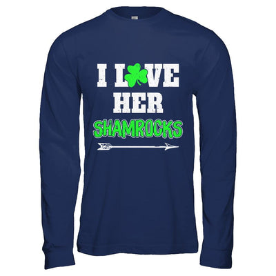 I Love Her Shamrocks Funny Couple St Patricks Day-T-Shirt & Hoodie-Long Sleeve T-Shirt-Navy