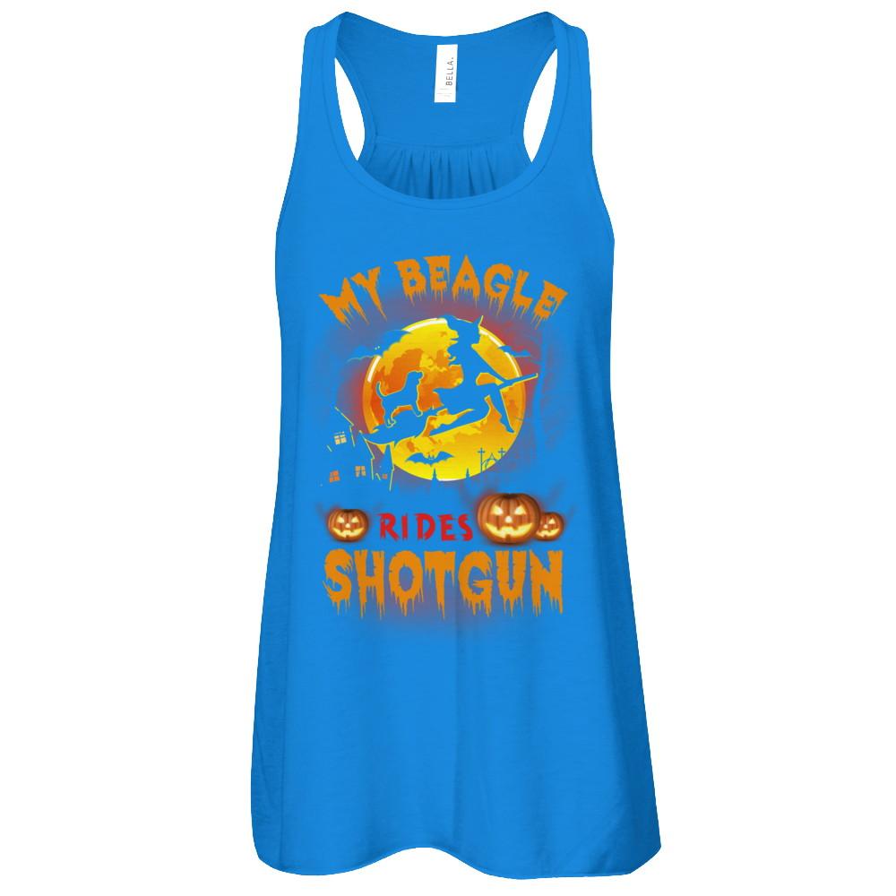 My Beagle Rides Shotgun Halloween Dog-T-Shirt & Tank Top-Women's Flowy Racerback Tank-True Royal