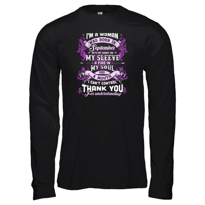 I'm A Woman Was Born In September With My Heart Birthday-T-Shirt & Tank Top-Long Sleeve T-Shirt-Black