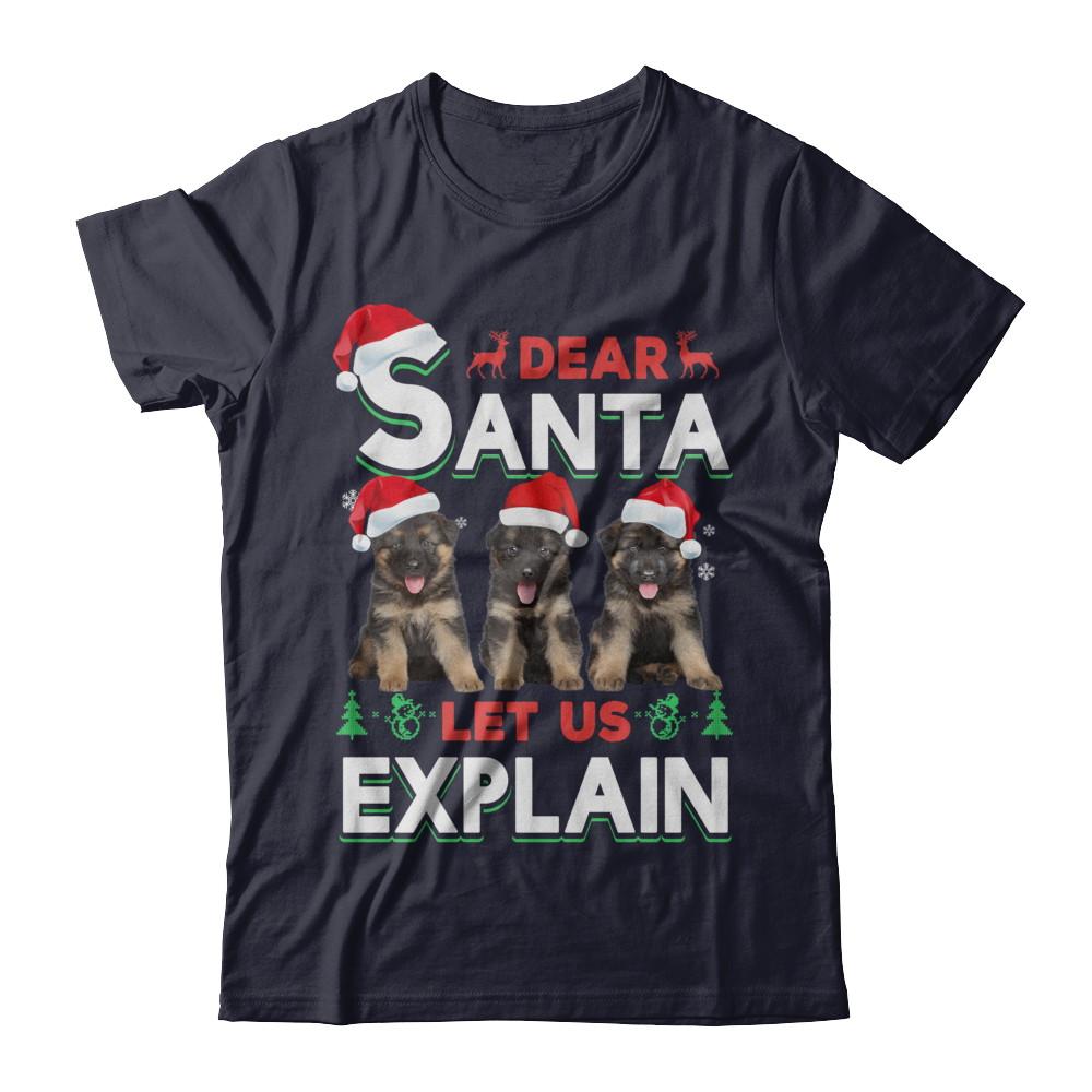 Dear Santa Funny German Shepherd Puppies Christmas Gift-T-Shirt & Hoodie-Premium T-Shirt-Midnight Navy