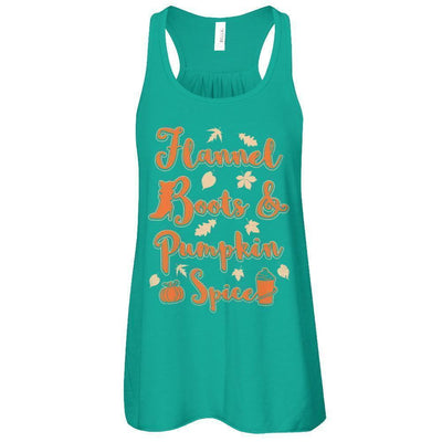 Flannel Boots And Pumpkin Spice Autumn-T-Shirt & Tank Top-Women's Flowy Racerback Tank-Kelly