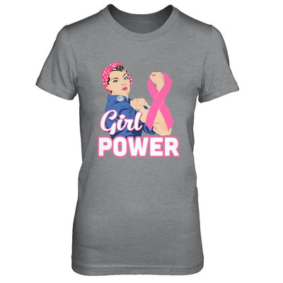 Girl Power Breast Cancer Awareness Month-T-Shirt & Hoodie-Women's T-Shirt-Sport Grey