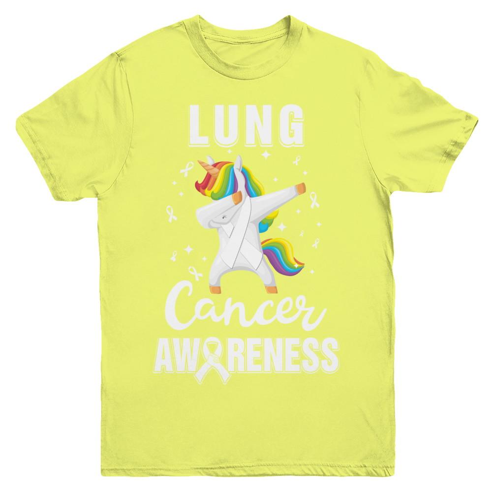 Inspirational Lung Cancer Awareness Unicorn Support Youth-Youth Shirt-Youth T-Shirt-Daisy