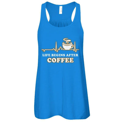Life Begins After Coffee Heartbeat-T-Shirt & Tank Top-Women's Flowy Racerback Tank-True Royal