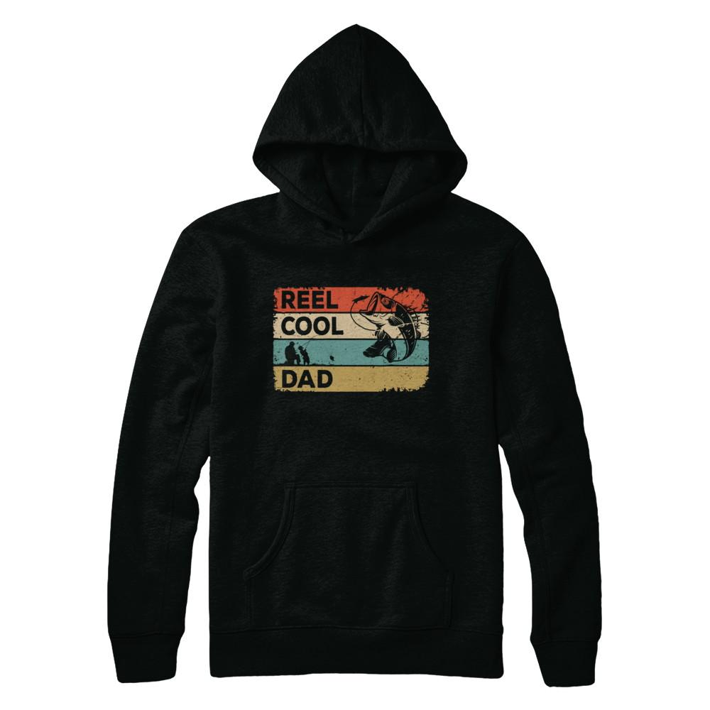 Vintage Reel Cool Dad Fish Fishing Fathers Day-T-Shirt & Hoodie-Pullover Hoodie-Black