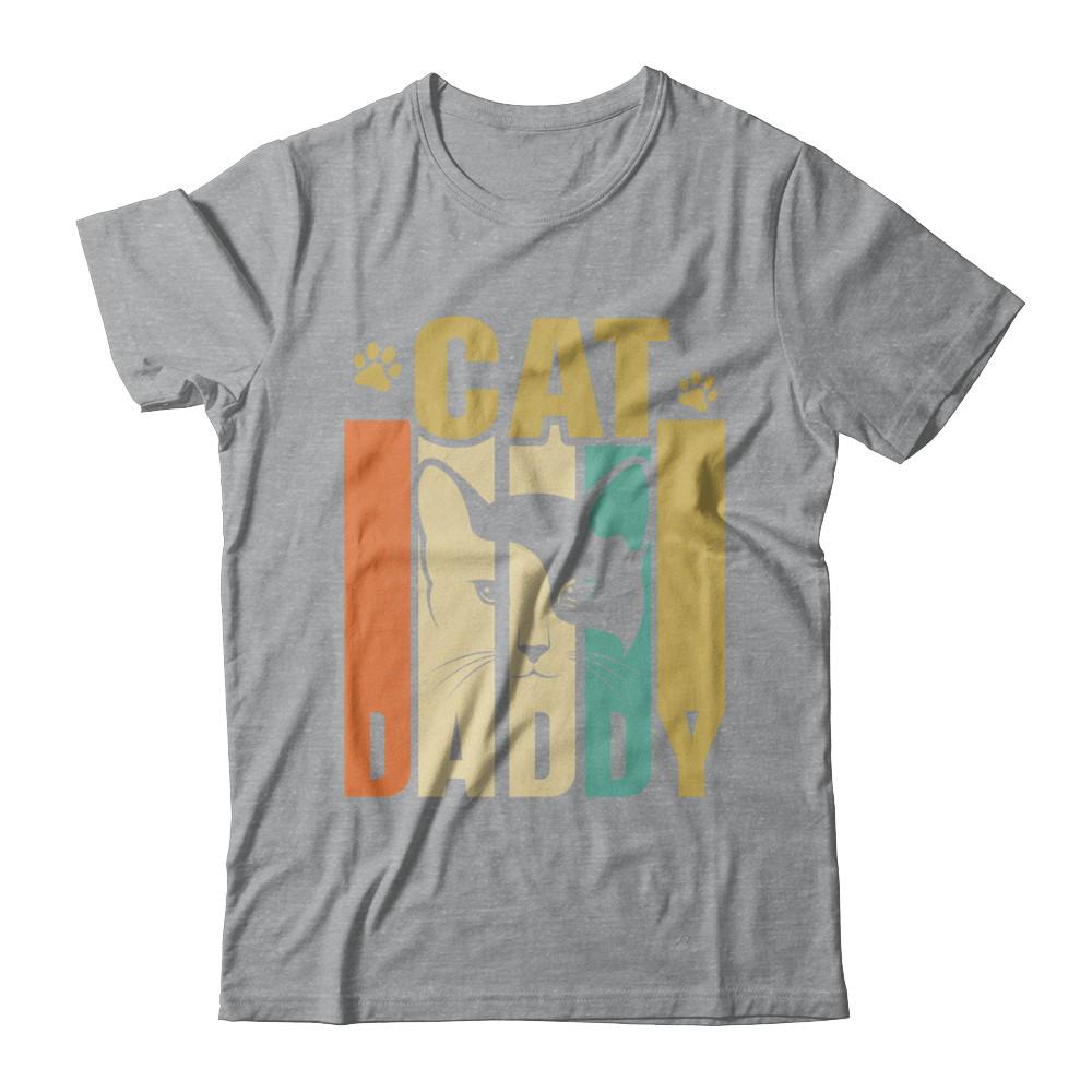 Retro Vintage Daddy Cat Father's Day Gift-T-Shirt & Hoodie-Classic T-Shirt-Sport Grey