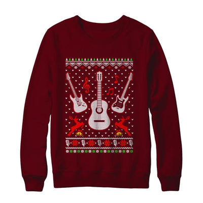 Singer Song Guitar Ugly Christmas Sweater-T-Shirt & Sweatshirt-Crewneck Sweatshirt-Maroon