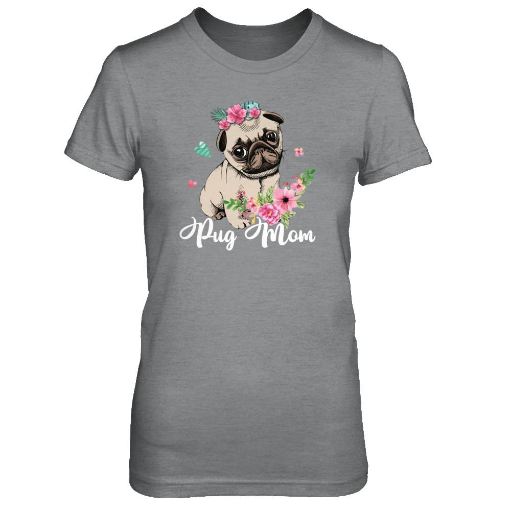 Pug Mom Funny Dog Mom Gift Idea-T-Shirt & Tank Top-Women's T-Shirt-Sport Grey