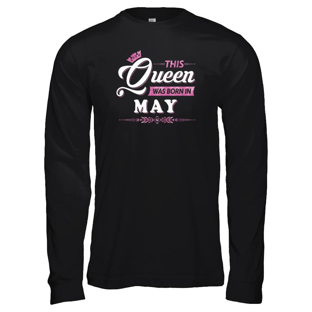This Queen Was Born In May-T-Shirt & Tank Top-Long Sleeve T-Shirt-Black