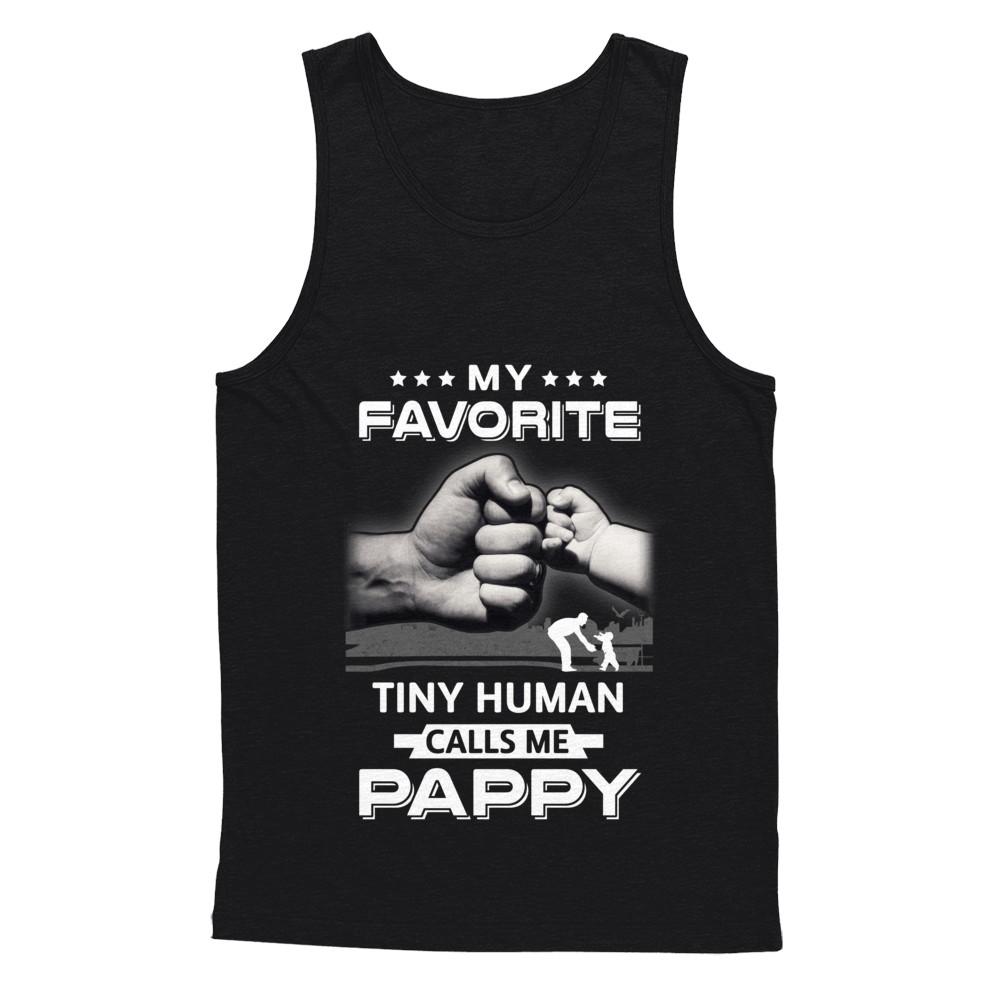 My Favorite Tiny Human Calls Me Pappy-T-Shirt & Hoodie-Unisex Tank-Black