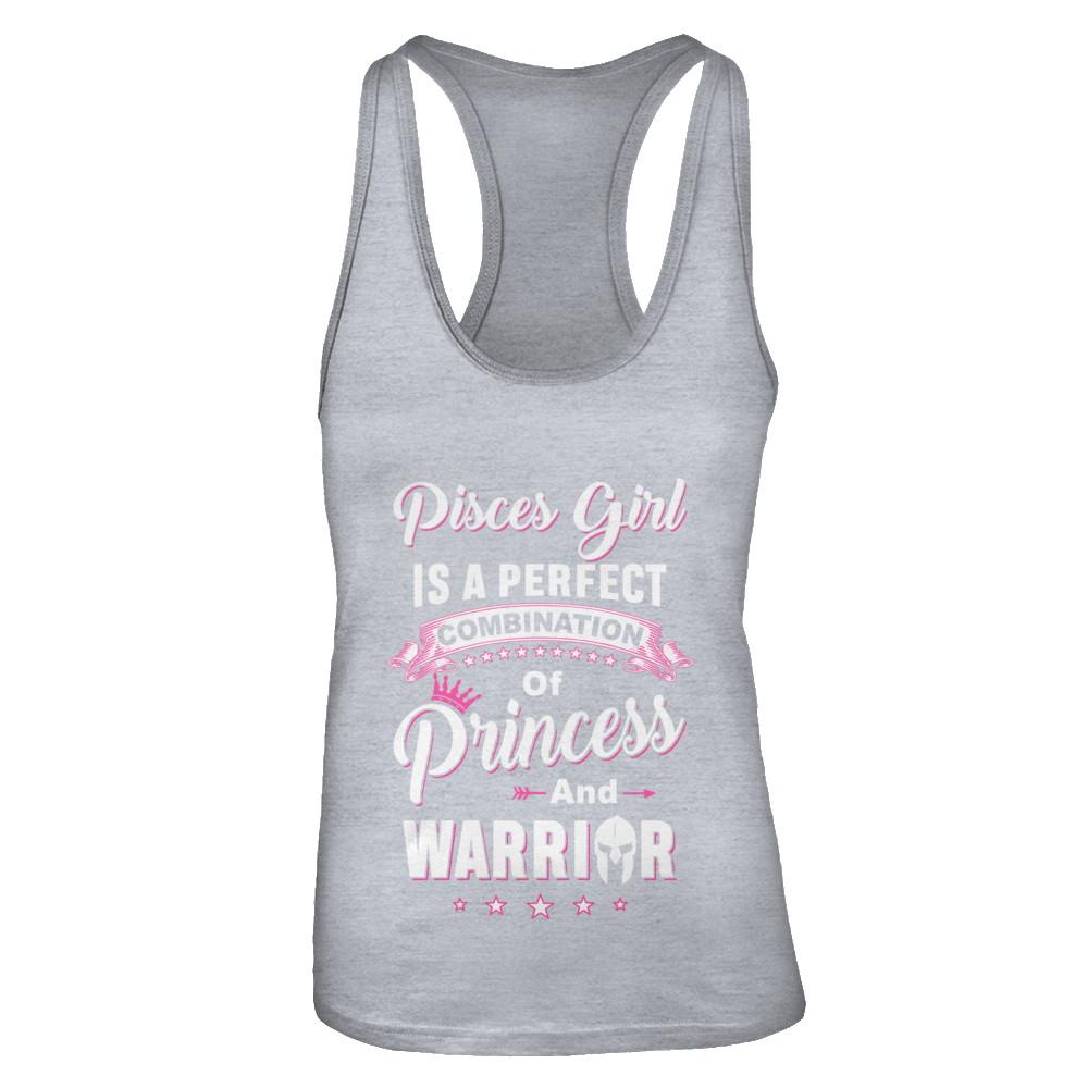 Pisces Girl Princess Warrior February March Birthday-T-Shirt & Tank Top-Women's Ideal Racerback Tank-Heather Grey