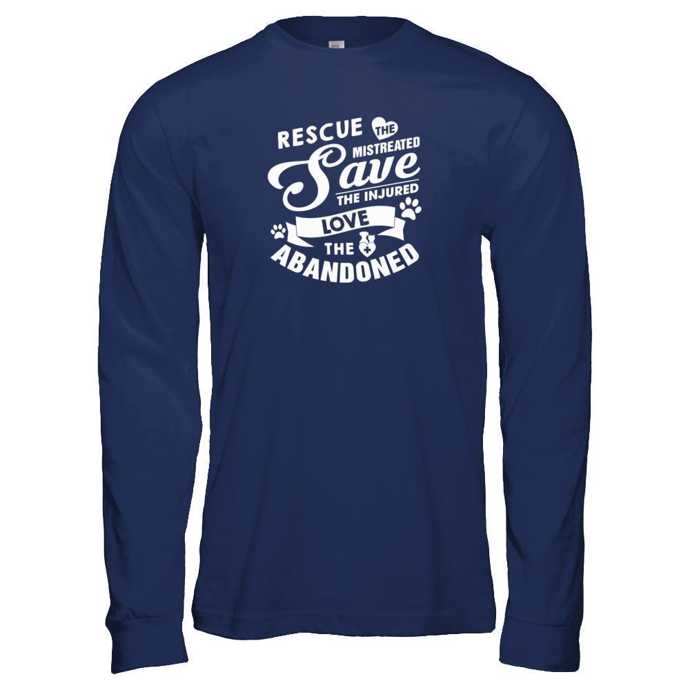 Rescue Save Love Animal Dog Lover Cat Lover Veterinarian-T-Shirt & Tank Top-Long Sleeve T-Shirt-Navy