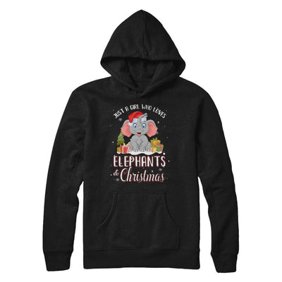 Just A Girl Who Loves Elephants And Christmas-T-Shirt & Sweatshirt-Pullover Hoodie-Black