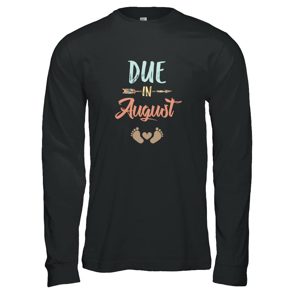 Due Date August 2021 Announcement Mommy Bump Pregnancy-T-Shirt & Tank Top-Long Sleeve T-Shirt-Black