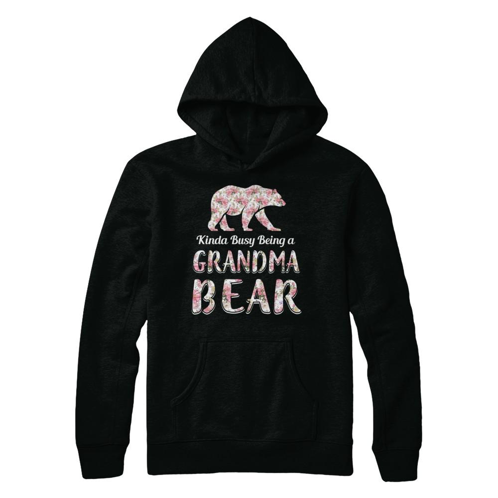 Grandma Bear Dinosaur Kinda Busy Being A Grandmabear-T-Shirt & Hoodie-Pullover Hoodie-Black