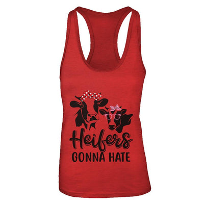 Funny Farmer Women Girls Cows Heifers Gonna Hate-T-Shirt & Tank Top-Women's Ideal Racerback Tank-Red